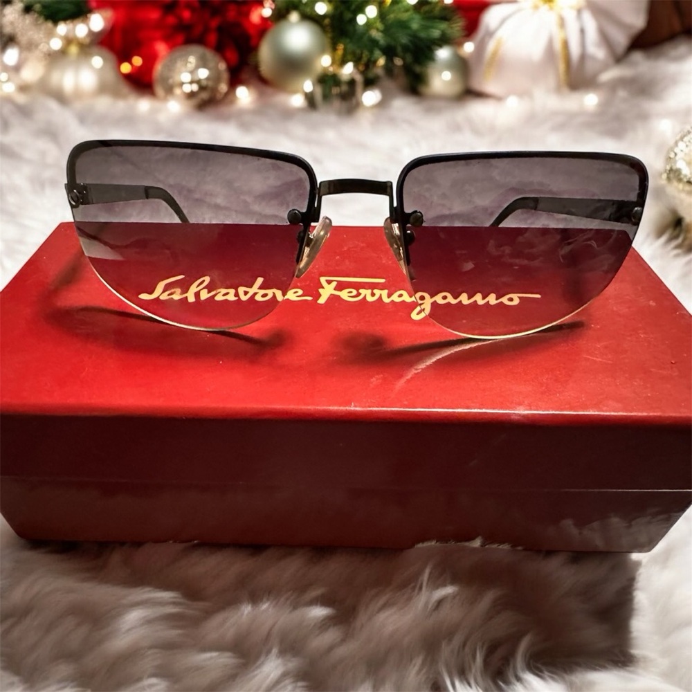Salvatore Ferragamo Black Sunglasses with Gradient Lenses